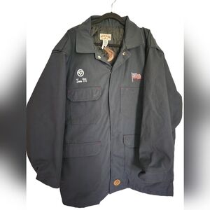 Red Kap Workwear Jacket Mens Embroidered Patches Lined Pockets‎ American Flag